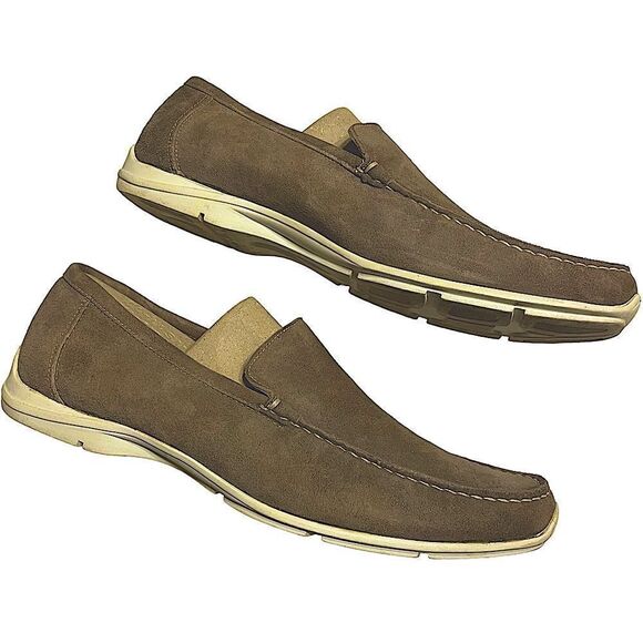 Taryn Rose Taupe Nubuck Suede Driving Loafers size 43.5 or 10.5 Men’s - Picture 2 of 9